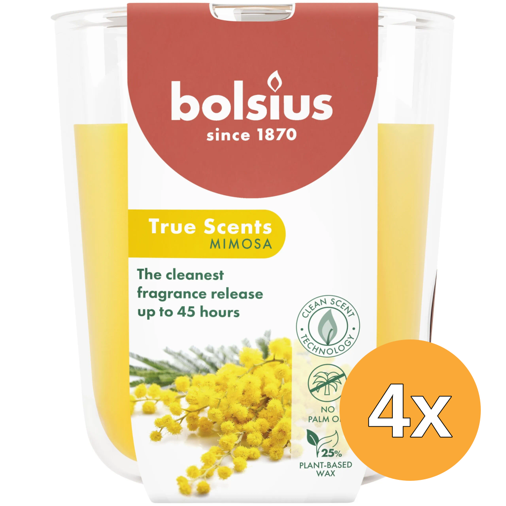 4x Bolsius Geurglas 97/85 True Scents Mimosa (1 stuk)