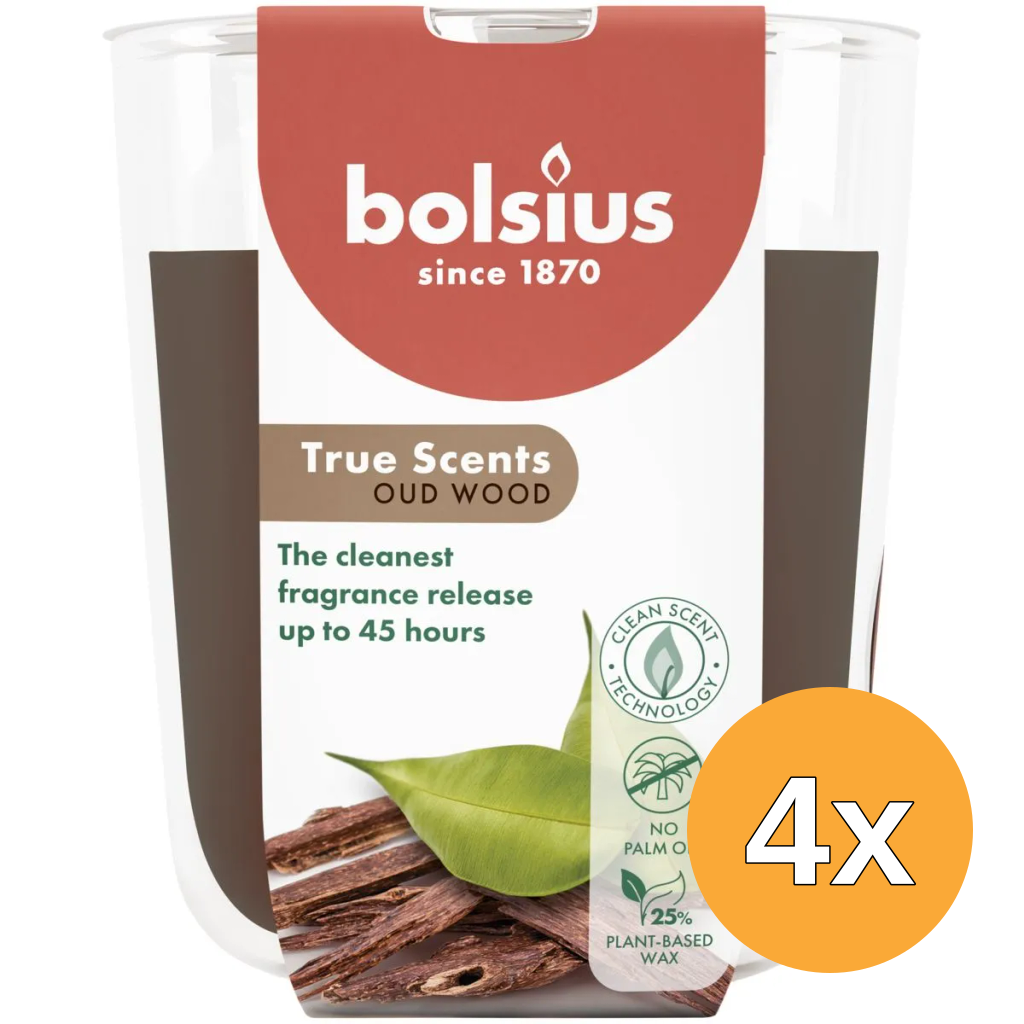 4x Bolsius Geurglas 97/85 True Scents Oud Wood (1 stuk)