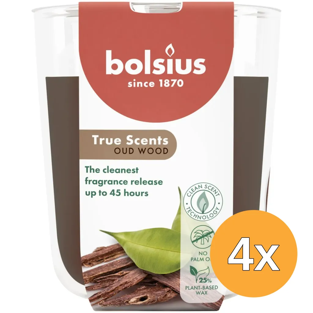 4x Bolsius Geurglas 97/85 True Scents Oud Wood (1 stuk)