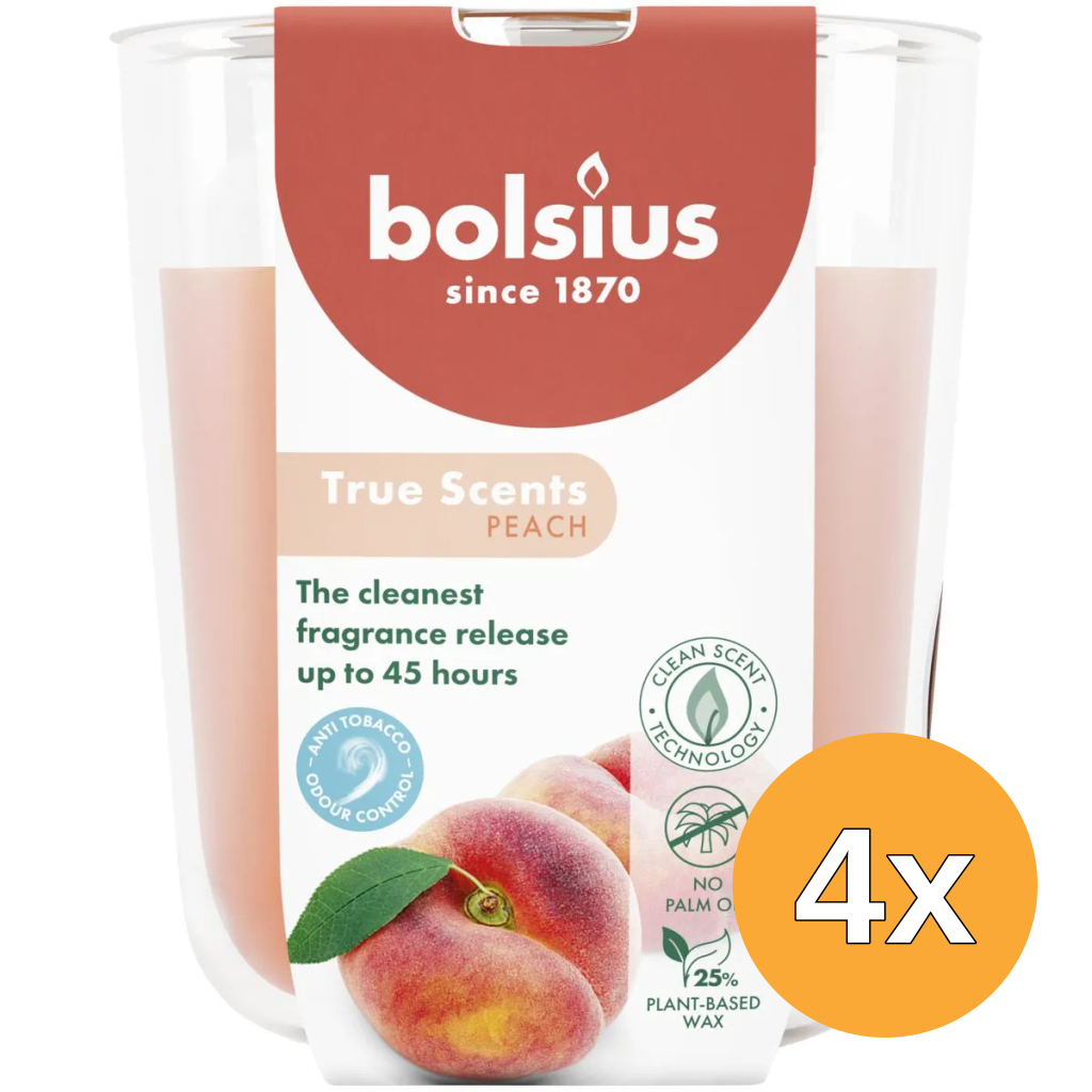 4x Bolsius Geurglas 97/85 True Scents Peach (1 stuk)
