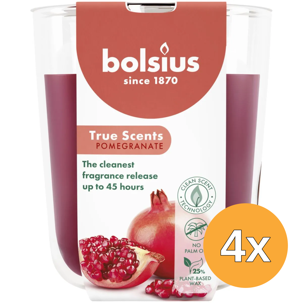 4x Bolsius Geurglas 97/85 True Scents Pomegranate (1 stuk)