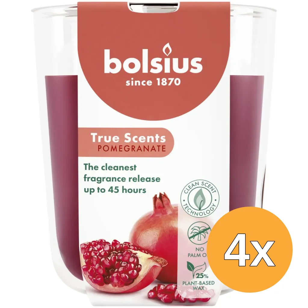 4x Bolsius Geurglas 97/85 True Scents Pomegranate (1 stuk)