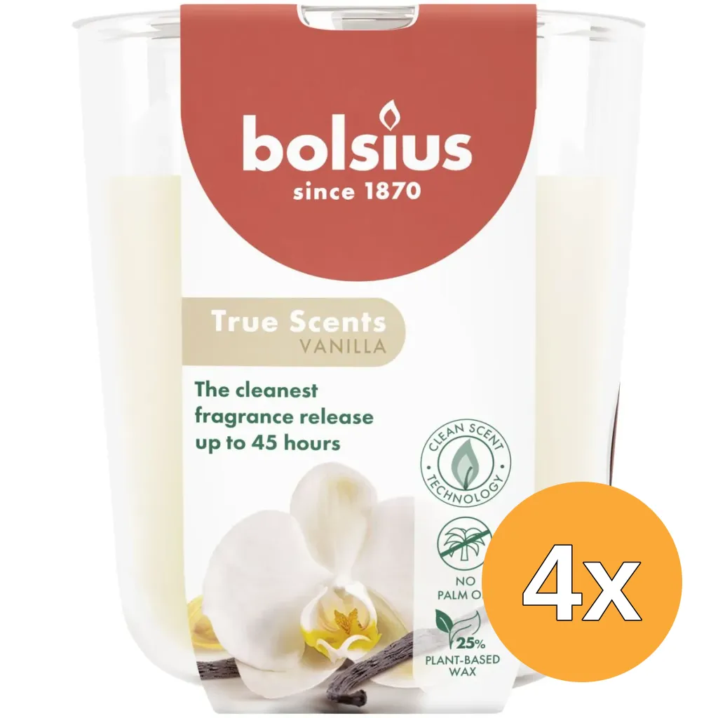 4x Bolsius Geurglas 97/85 True Scents Vanilla (1 stuk)