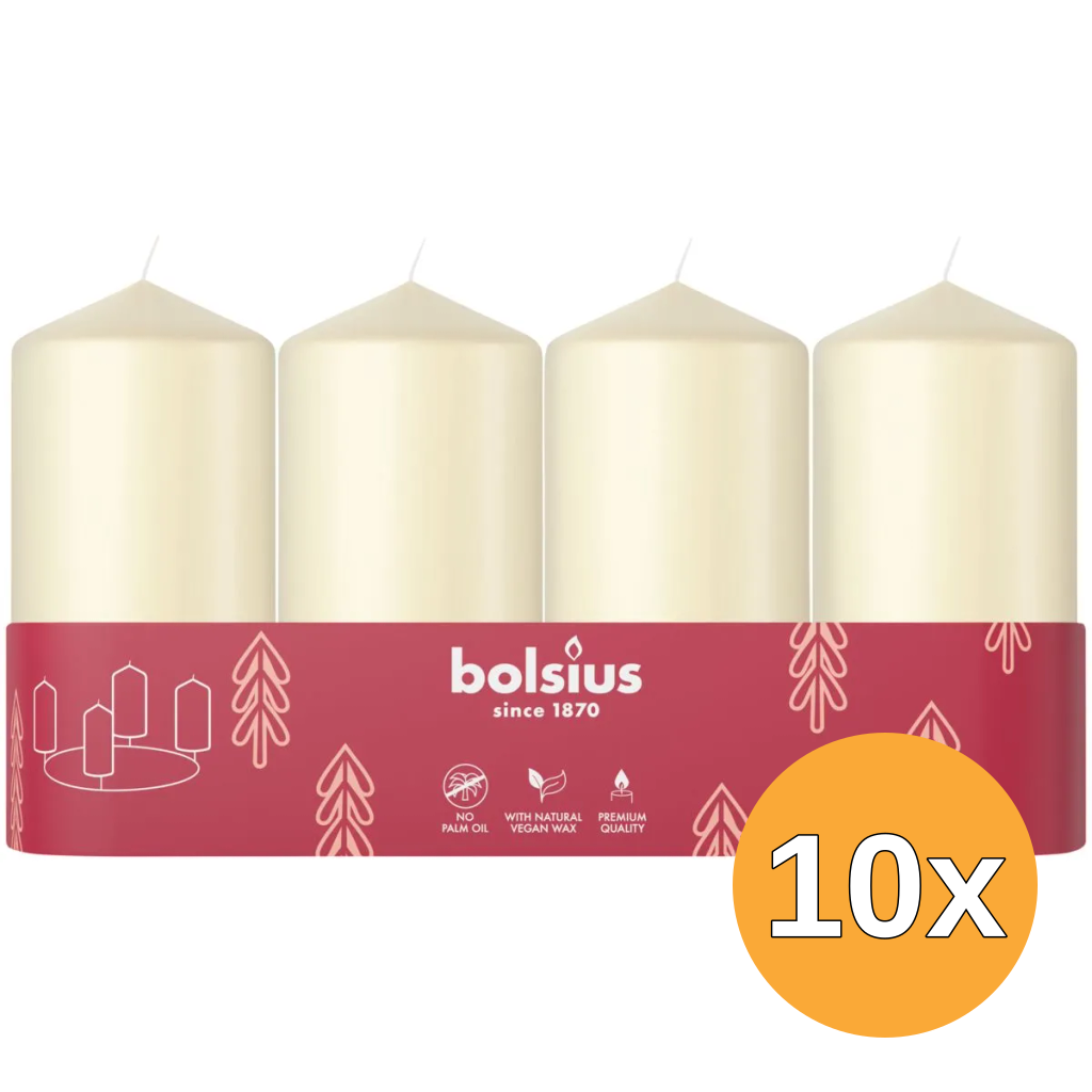 10x Bolsius Stompkaars 100/48 Tray 4 Soft Pearl (1 stuk)