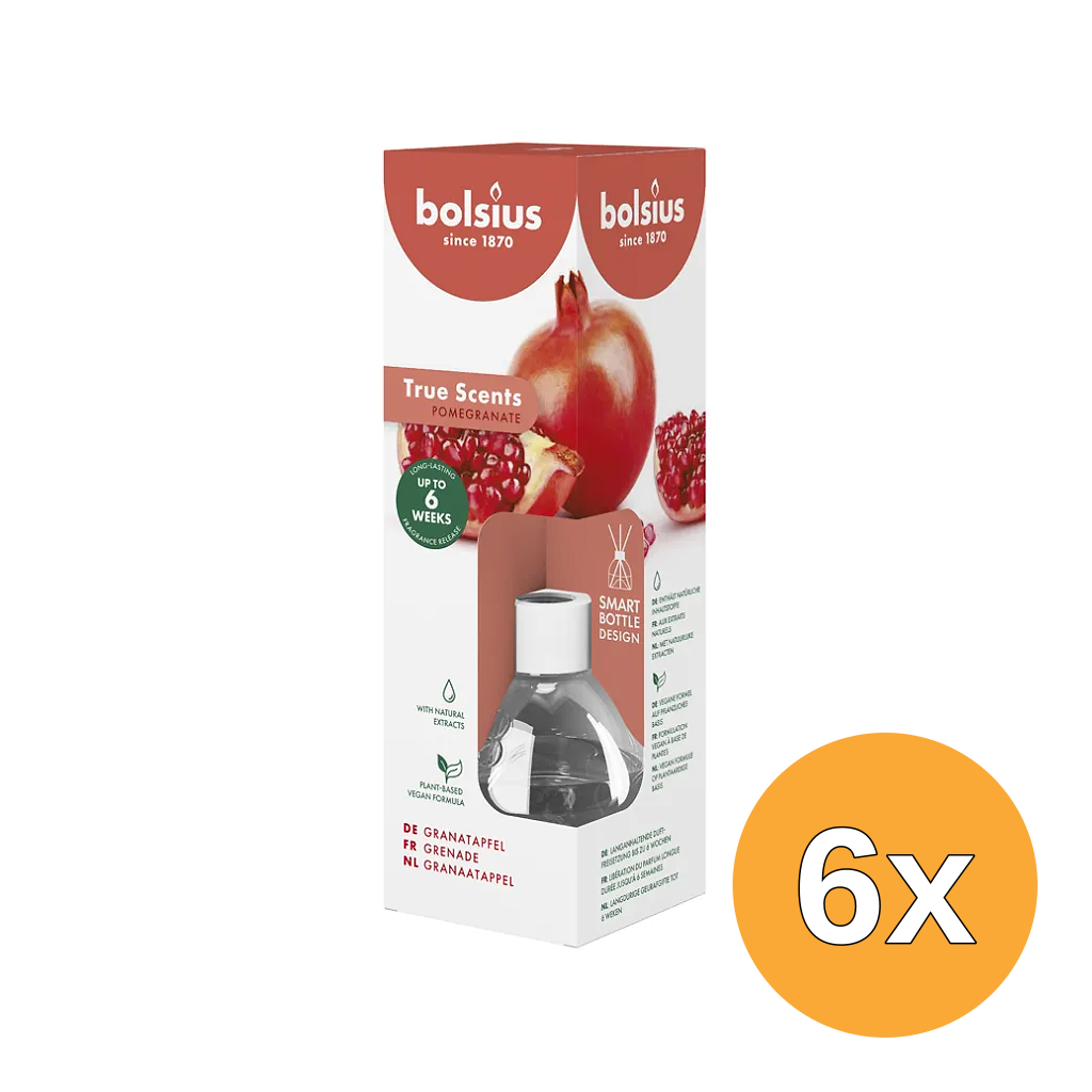 6x Bolsius True Scents Geurverspreider Pomegranate (60 ml)