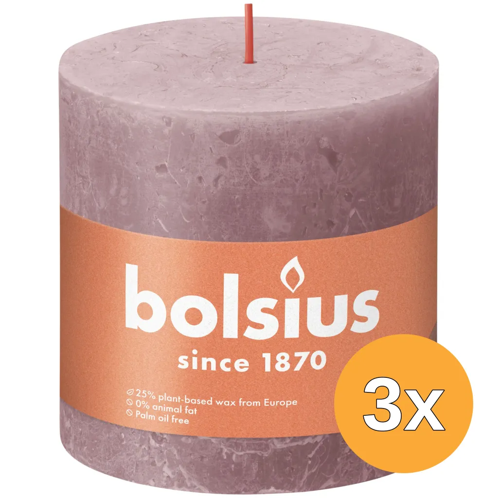3x Bolsius Rustiekkaars 100/100 Ash Rose (1 stuk)