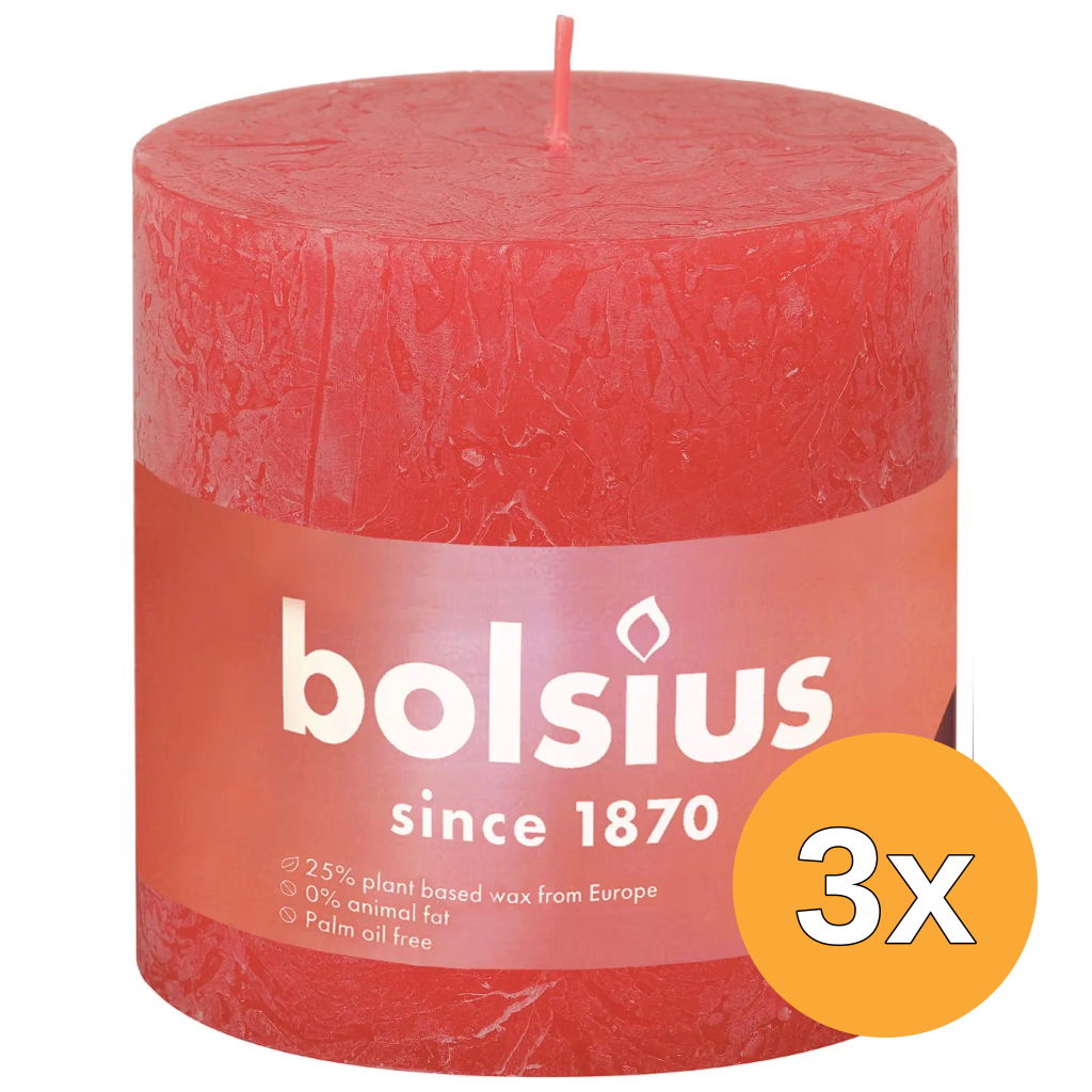 3x Bolsius Rustiekkaars 100/100 Blossom Pink (1 stuk)
