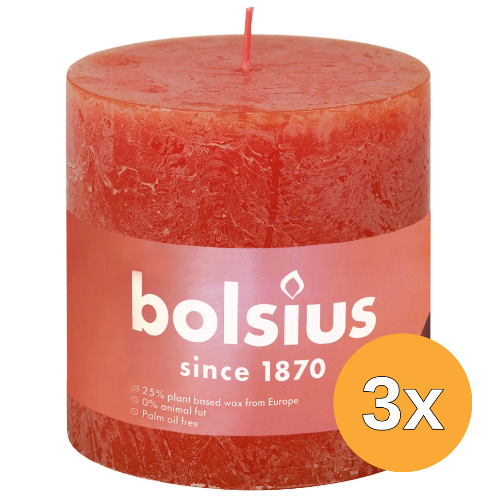 3x Bolsius Rustiekkaars 100/100 Earthy Orange (1 stuk)