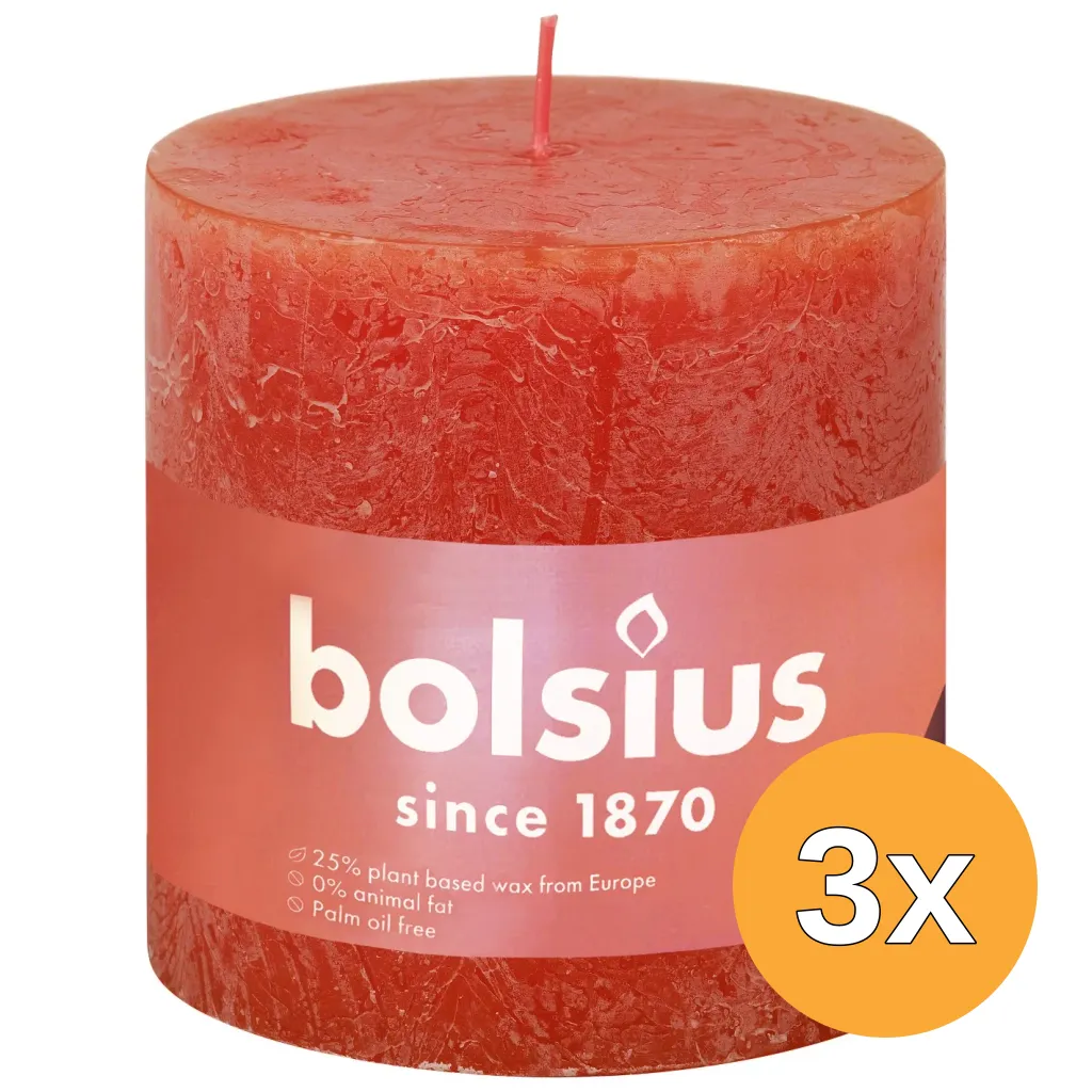 3x Bolsius Rustiekkaars 100/100 Earthy Orange (1 stuk)