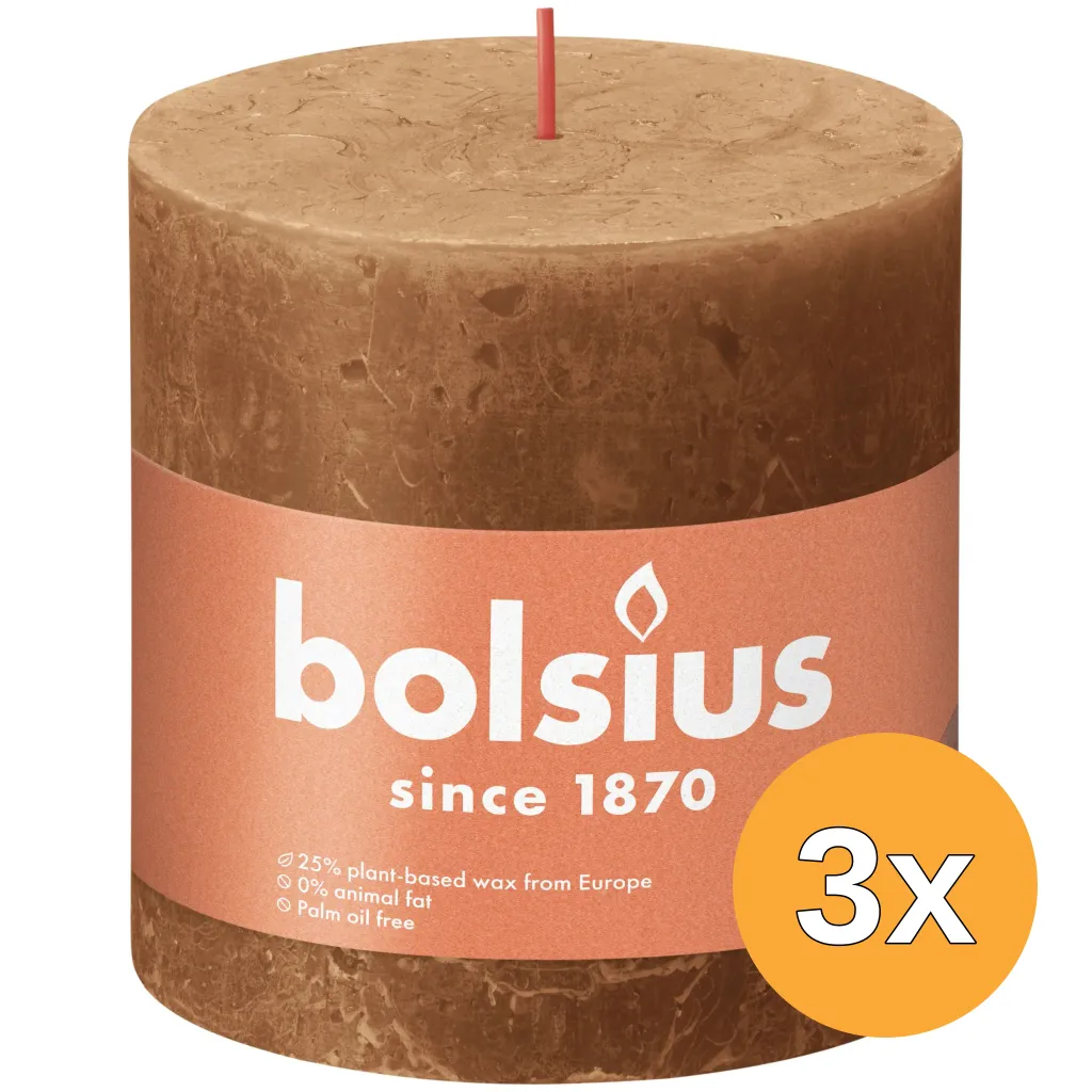 3x Bolsius Rustiekkaars 100/100 Spice Brown (1 stuk)