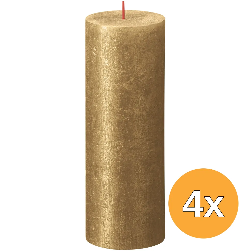4x Bolsius Metallic Rustiekkaars 190/68 Goud (1 stuk)