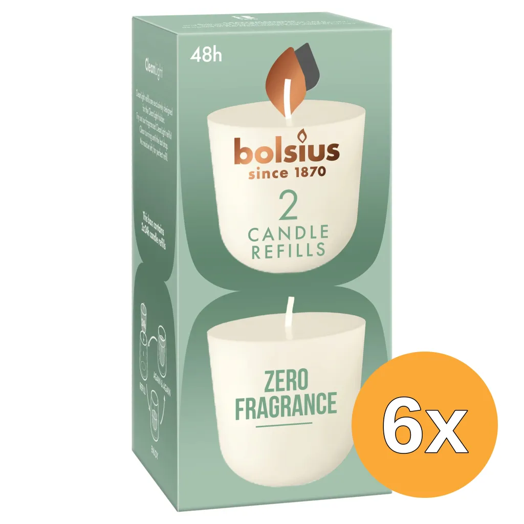 6x Bolsius Navulling Clean Light pack 2 Zero (2 stuks)