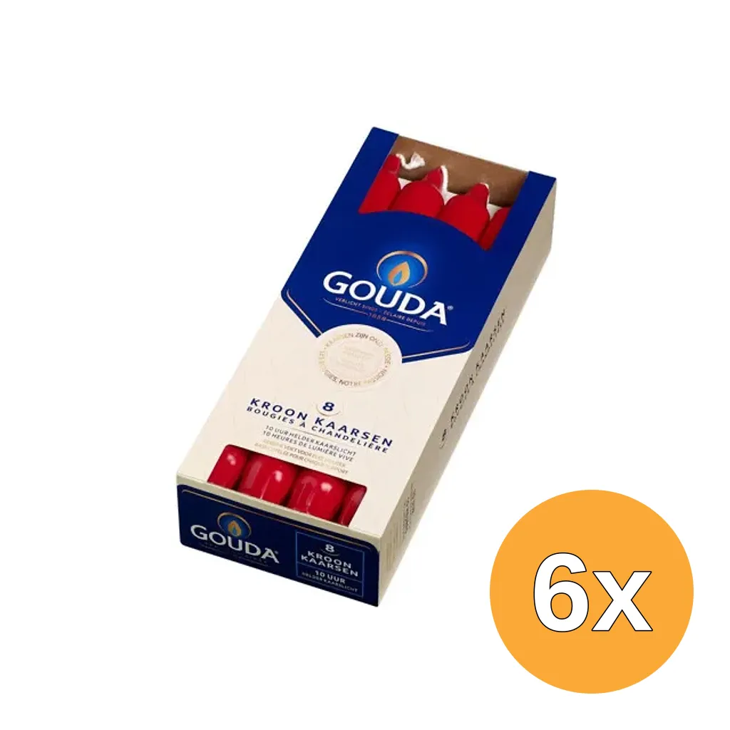 6x Gouda Kroonkaars Robijnrood 240/24 (8 stuks)