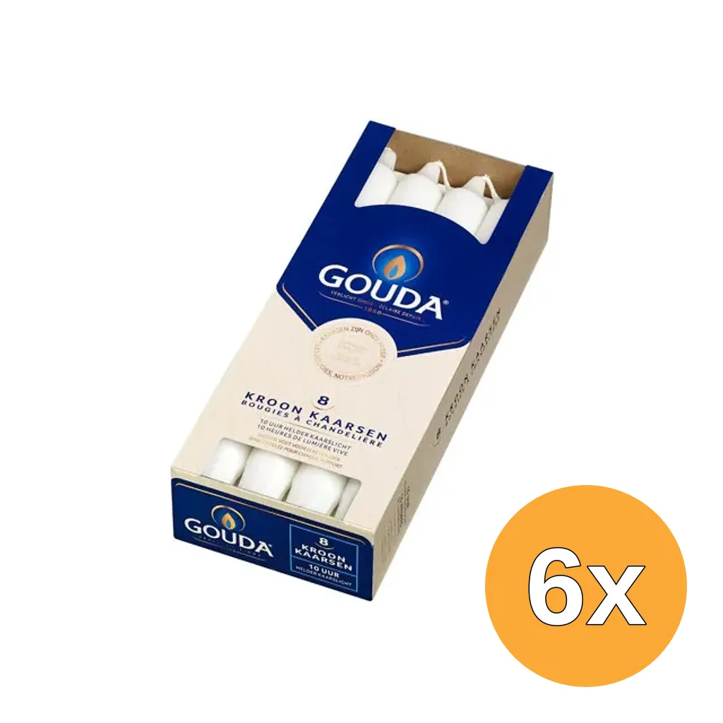 6x Gouda Kroonkaars Wit 240/24 (8 stuks)