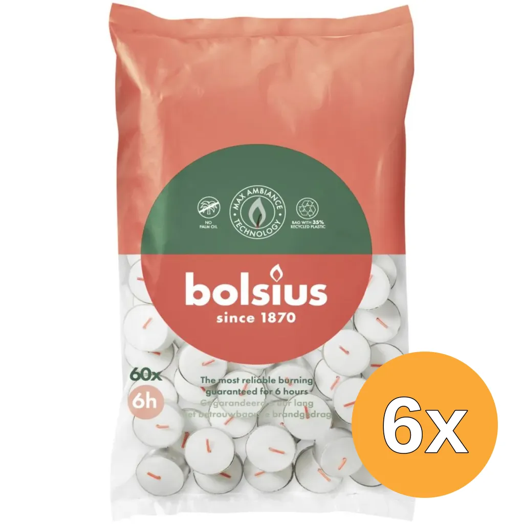 6x Bolsius Theelicht 6-Uur Zak (60 stuks)