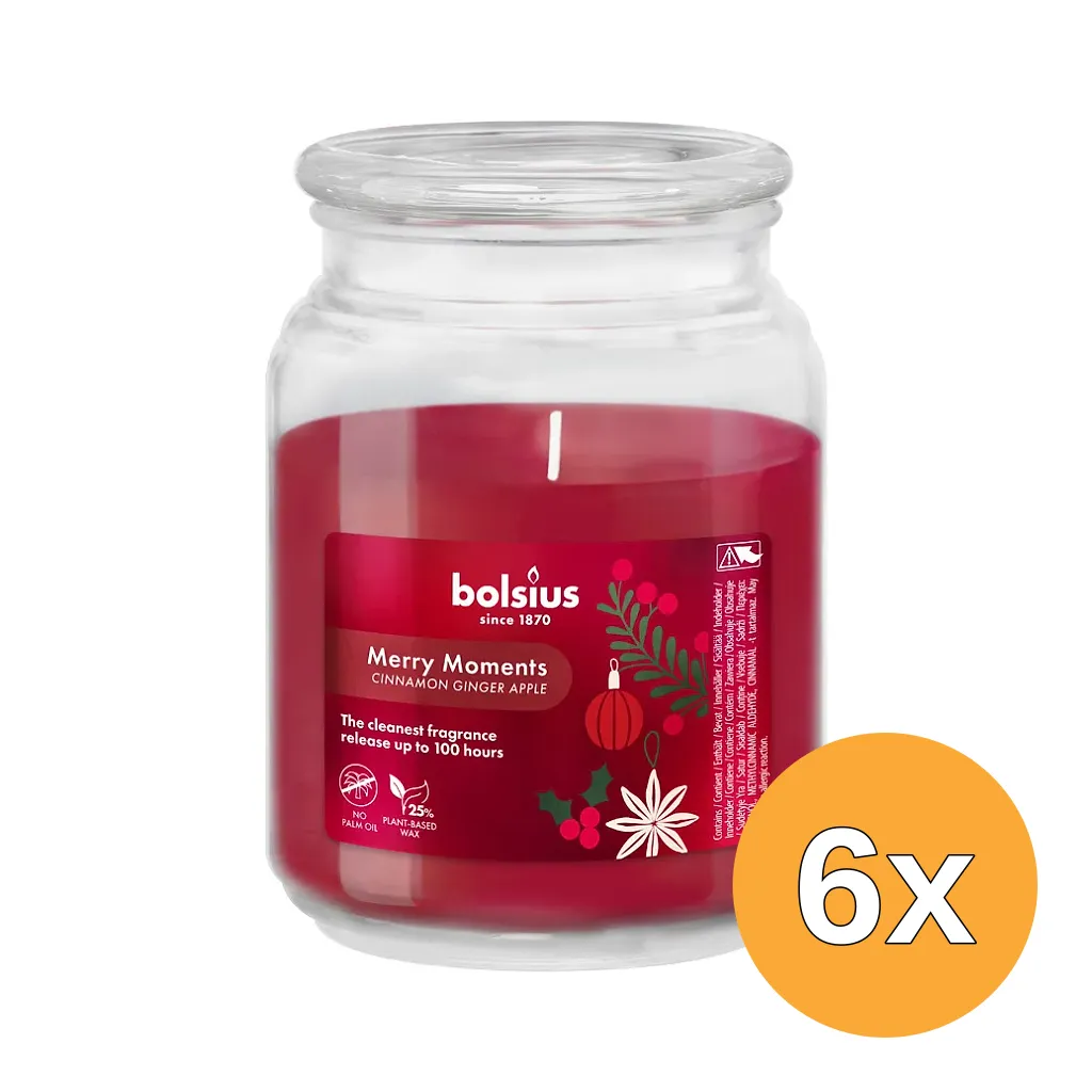 6x Bolsius Geurglas met deksel 135/100 True Glow Merry Moments (1 stuk)