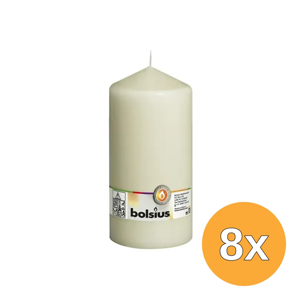 8x Bolsius Stompkaars 200/98 Ivoor (1 stuk)