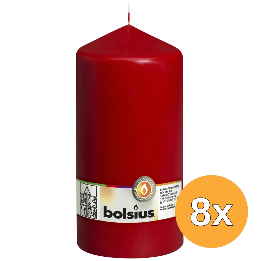 8x Bolsius Stompkaars 200/98 Rood (1 stuk)