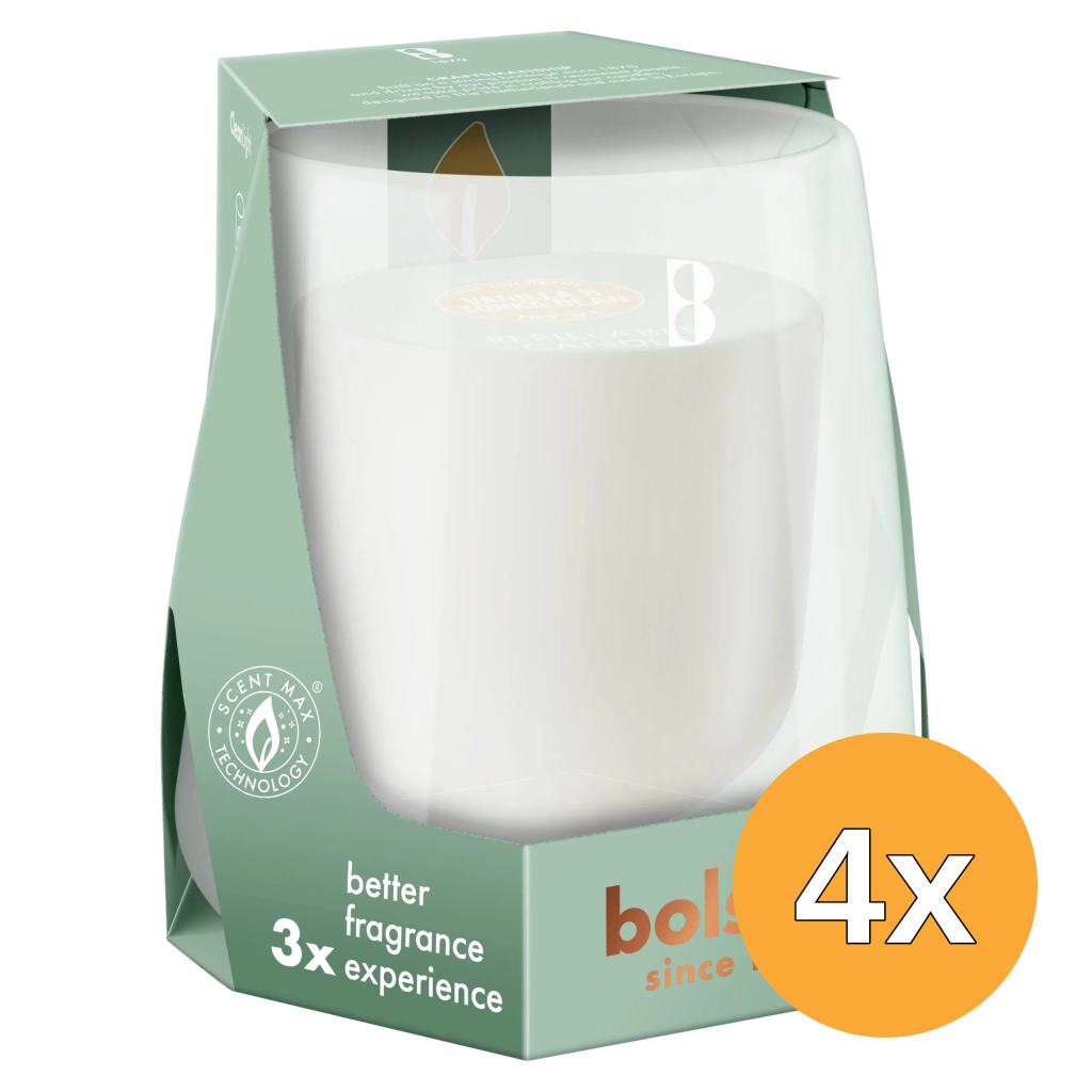 4x Bolsius Starterkit Clean Light Vanille & Tonkaboon (1 set)