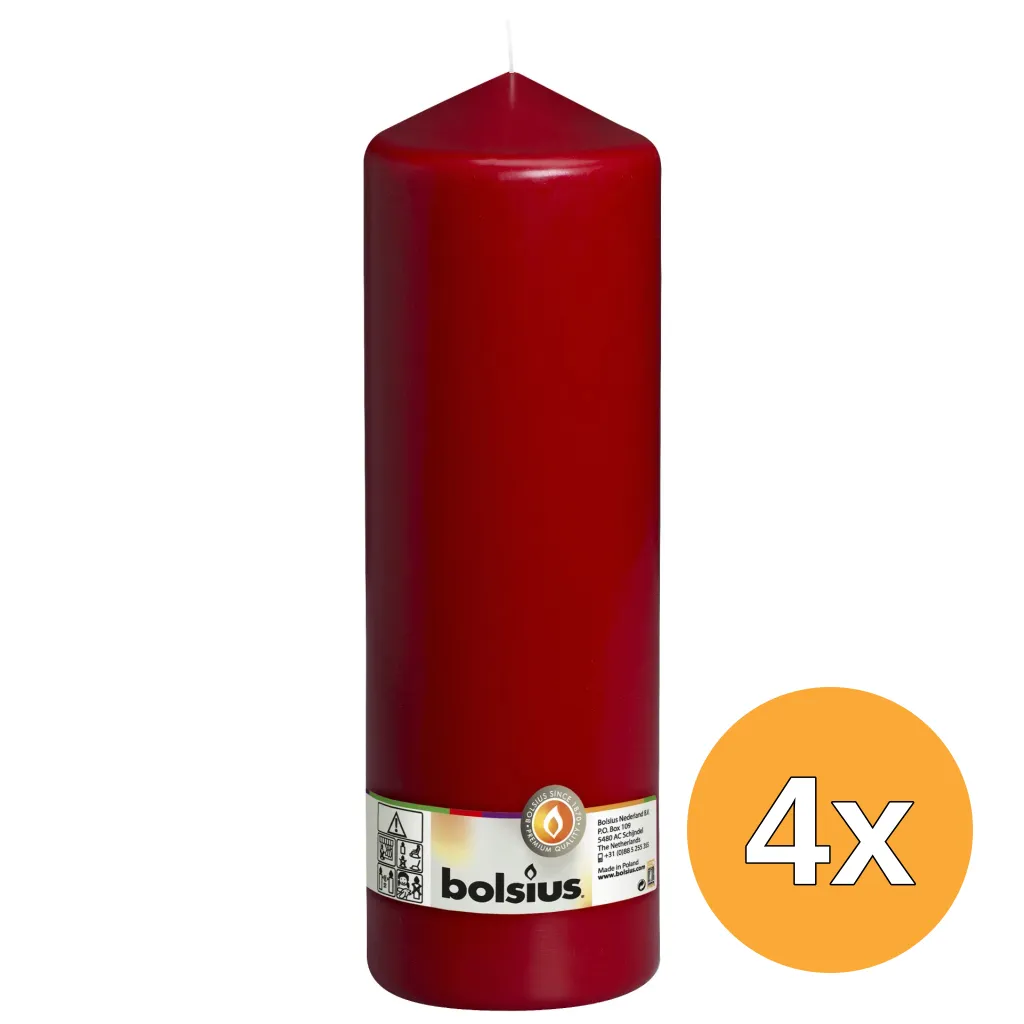 4x Bolsius Stompkaars 300/98 Wijnrood (1 stuk)