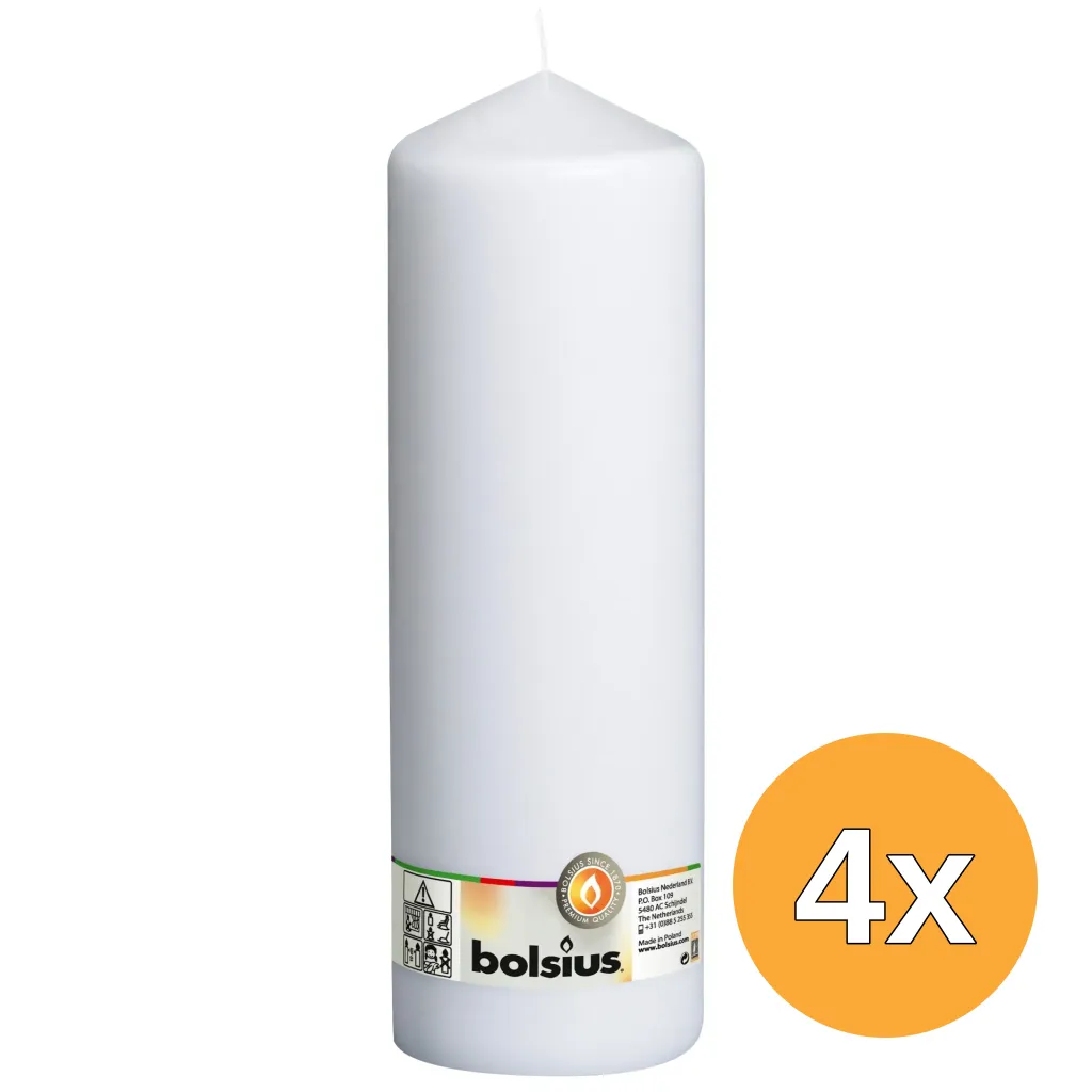 4x Bolsius Stompkaars 300/98 Wit (1 stuk)