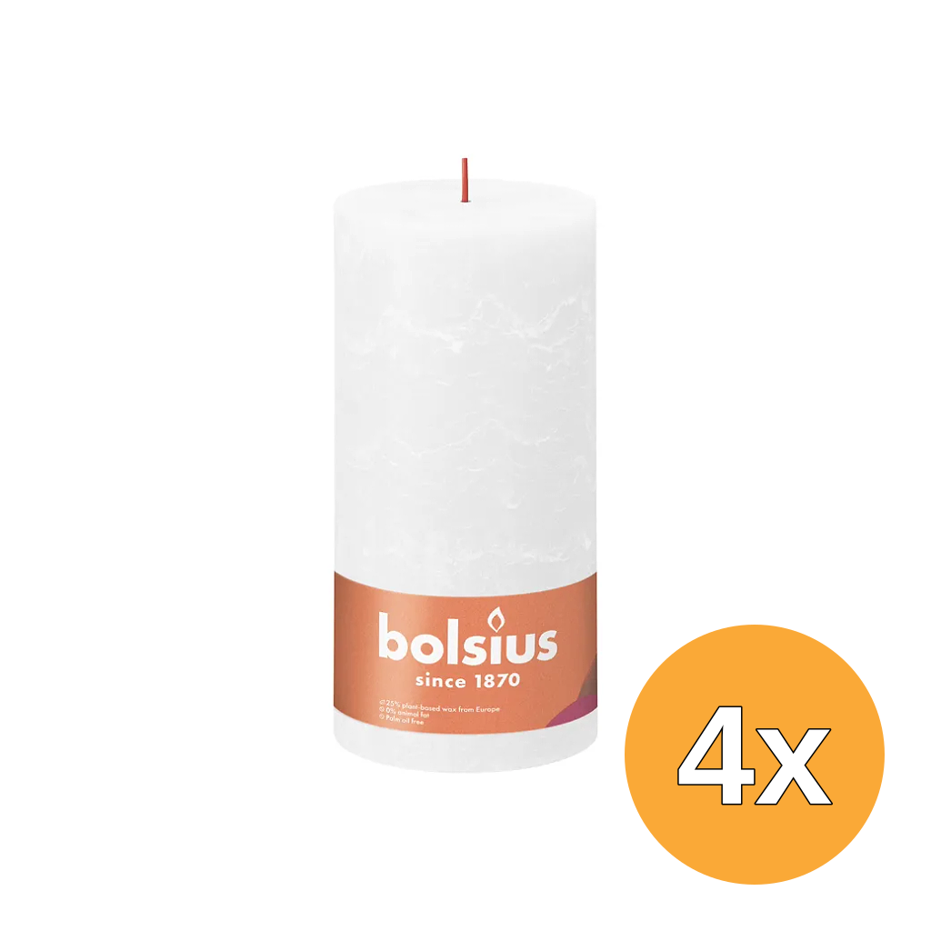 4x Bolsius Rustiekkaars 200/100 Cloudy White (1 stuk)