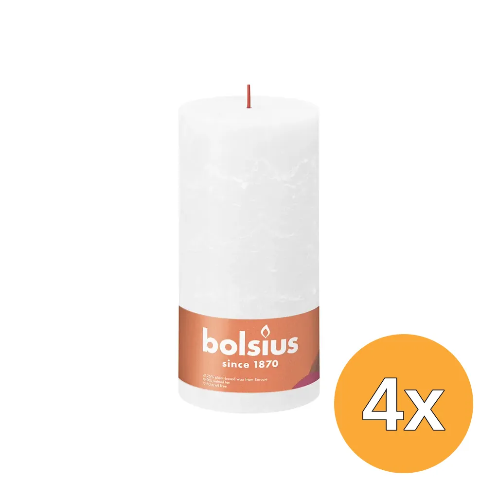 4x Bolsius Rustiekkaars 200/100 Cloudy White (1 stuk)