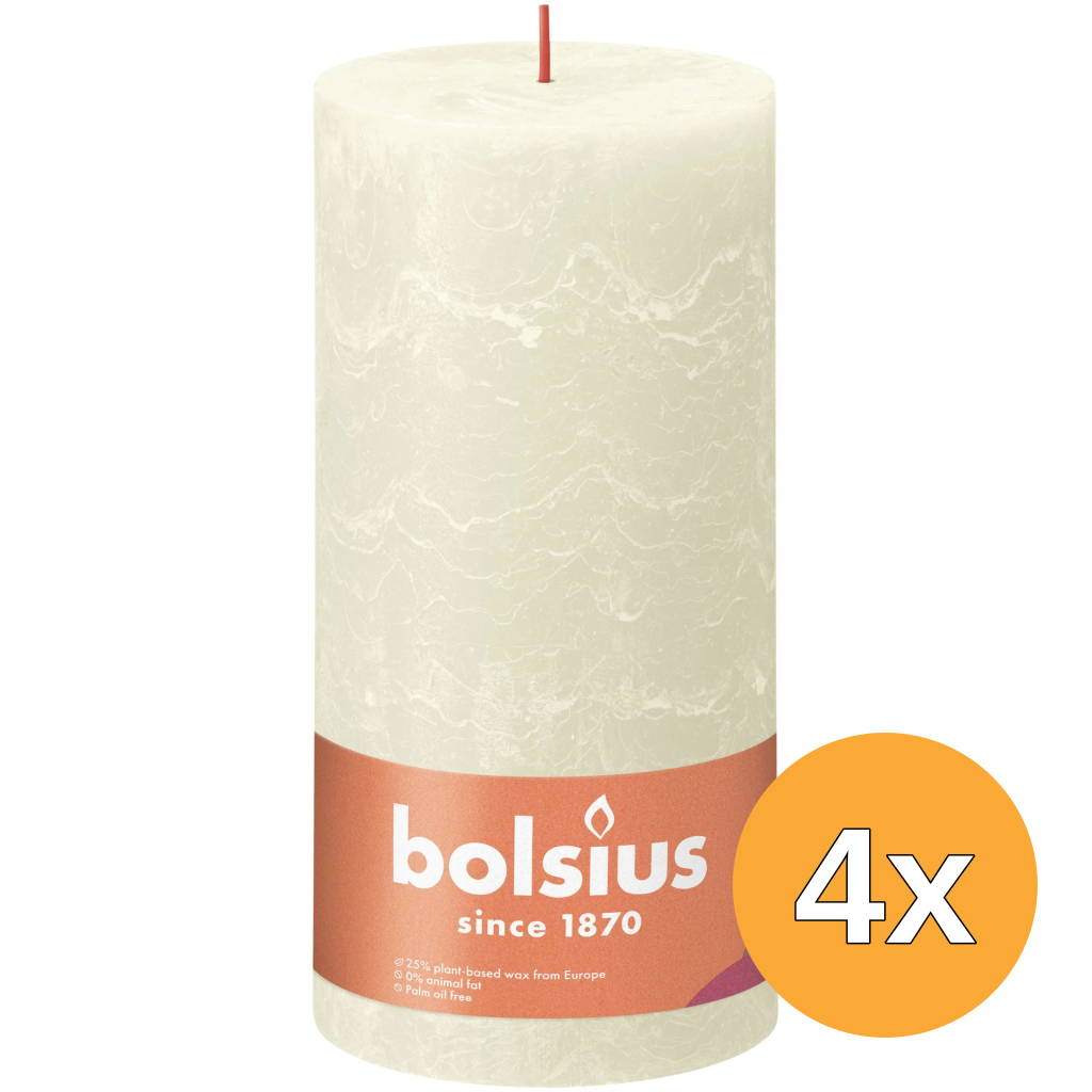 4x Bolsius Rustiekkaars 200/100 Soft Pearl (1 stuk)