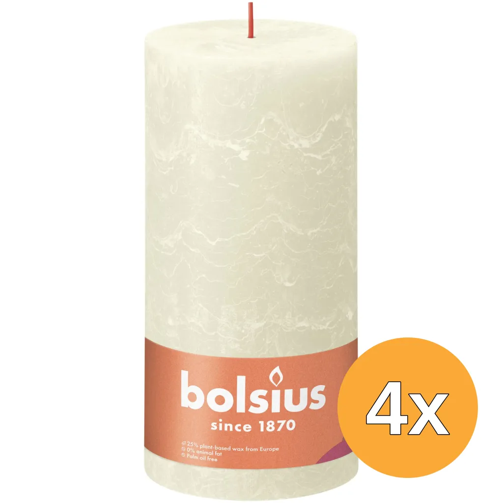 4x Bolsius Rustiekkaars 200/100 Soft Pearl (1 stuk)