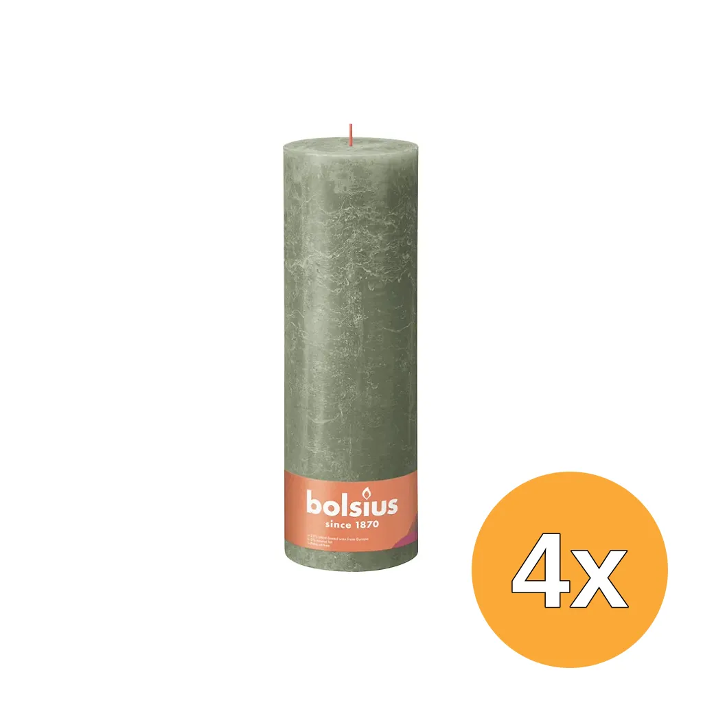 4x Bolsius Rustiekkaars 300/100 Olivegreen (1 stuk)