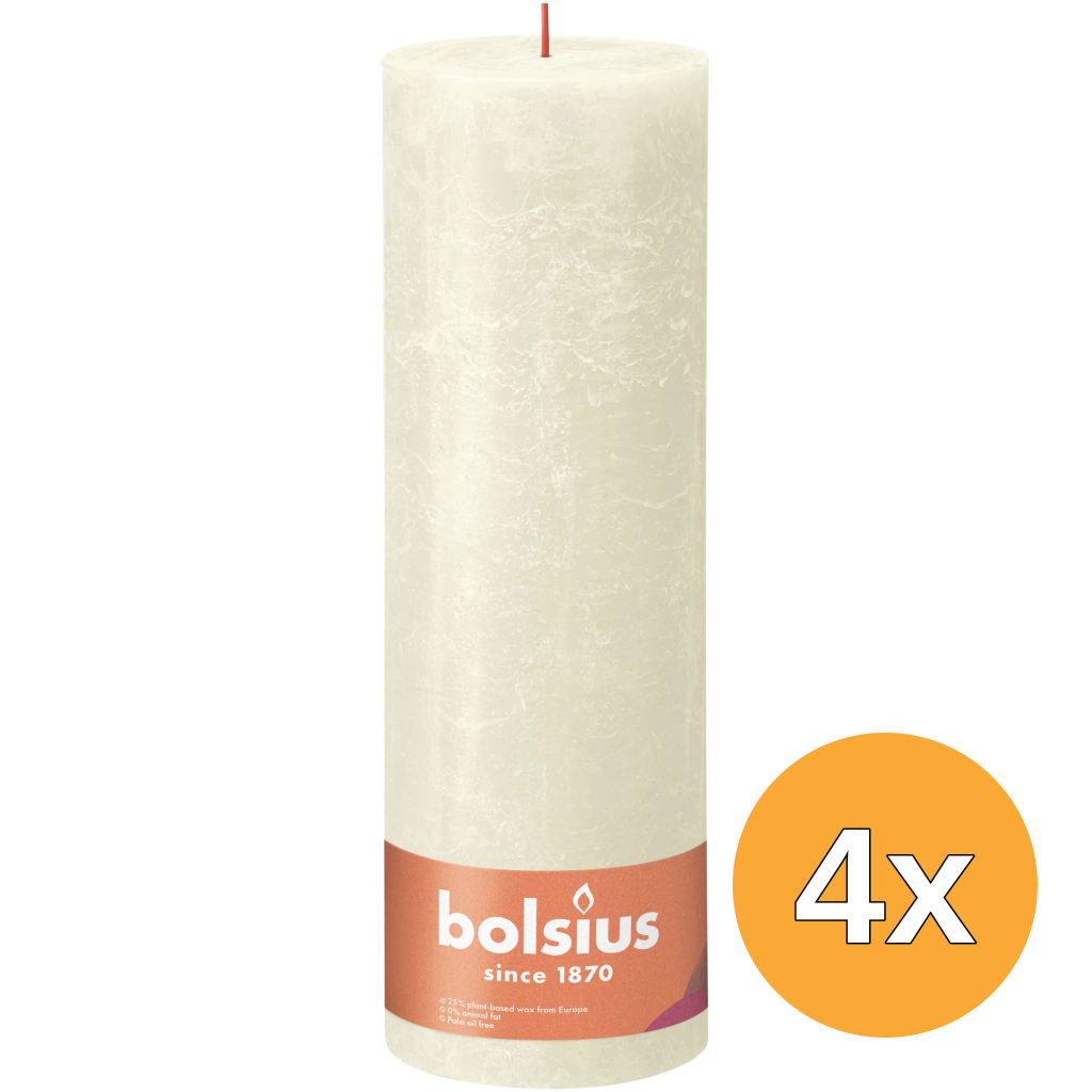 4x Bolsius Rustiekkaars 300/100 Soft Pearl (1 stuk)