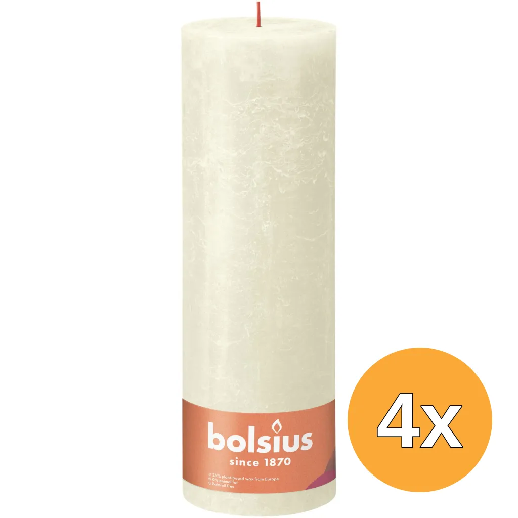 4x Bolsius Rustiekkaars 300/100 Soft Pearl (1 stuk)