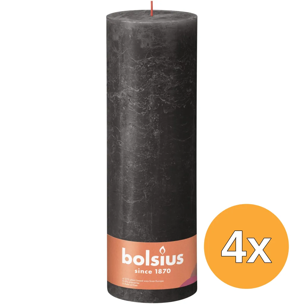 4x Bolsius Rustiekkaars 300/100 Stormygrey (1 stuk)
