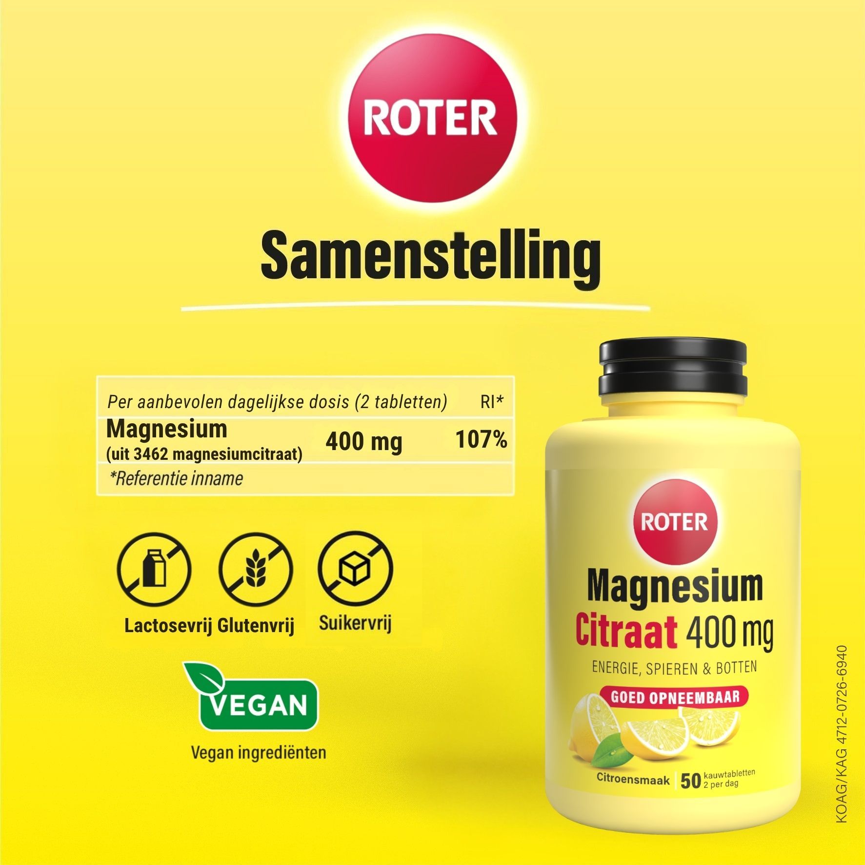Roter Magnesium Citraat Citroen (50 tabletten) - image 4