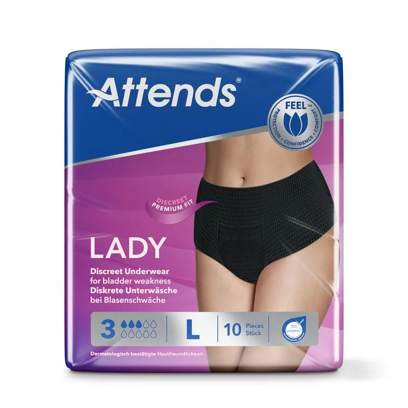 Attends Lady Discreet Zwart Maat L (10 Stuks)