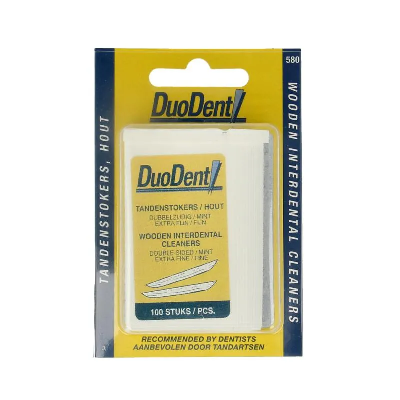 Duodent Tandenstoker hout fine/extra fine dubbelzijdig (100 stuks)
