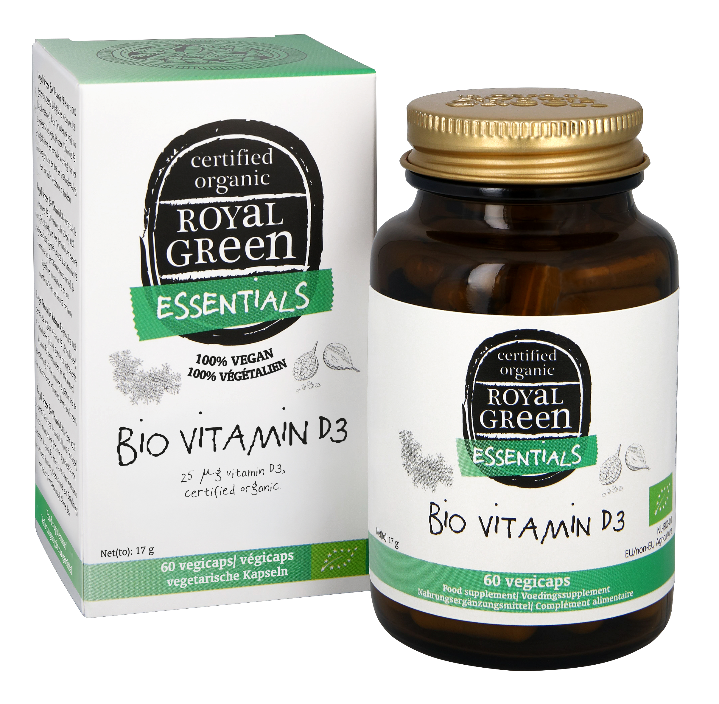 Royal Green Bio Vitamine D3 25mcg (60 vega capsules)
