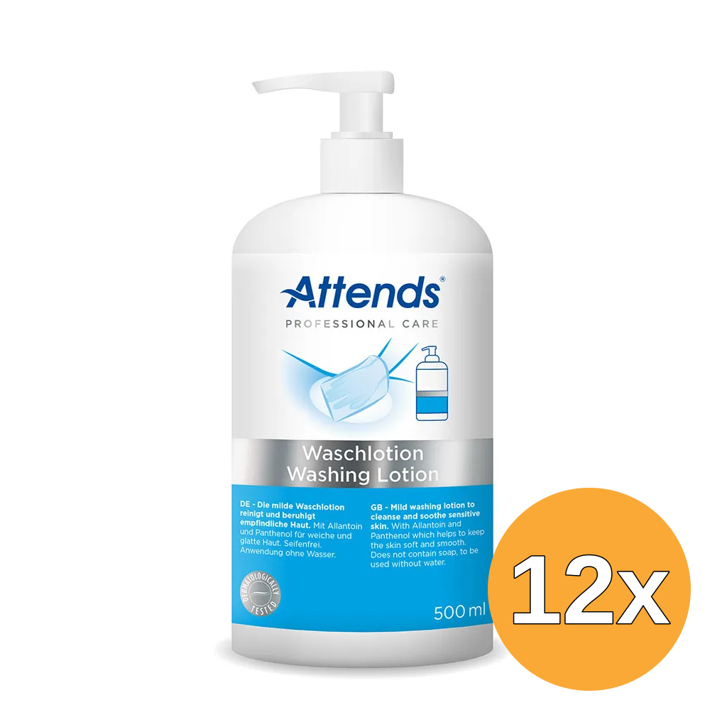 12x Attends Care Washing Lotion (500 ml)