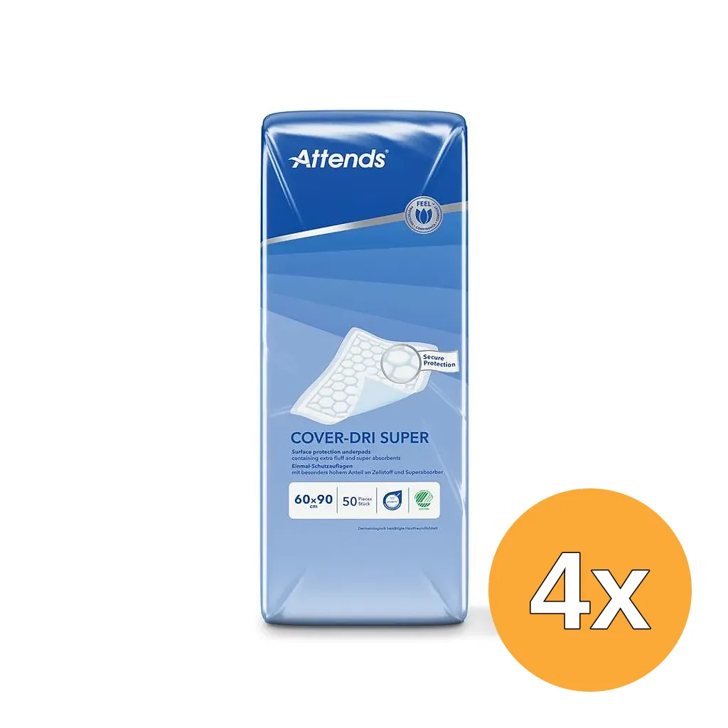 4x Attends Cover Dri Super 60 X 90 Cm (50 stuks)