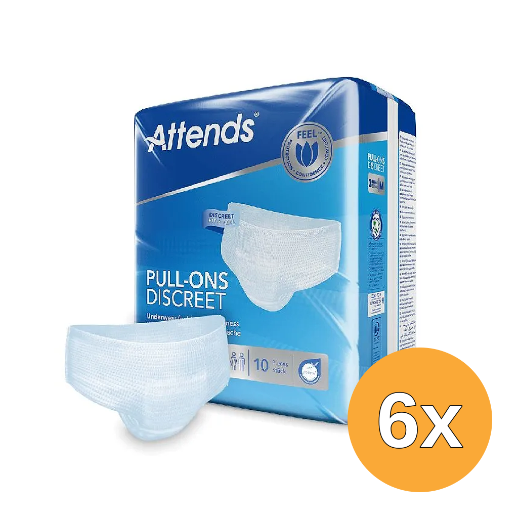 6x Attends Unisex Discreet Underwear Wit Maat M (10 stuks)