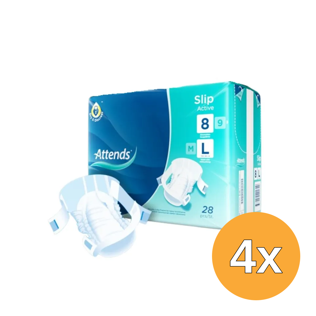 4x Attends Slip Active 8 L (28 stuks)