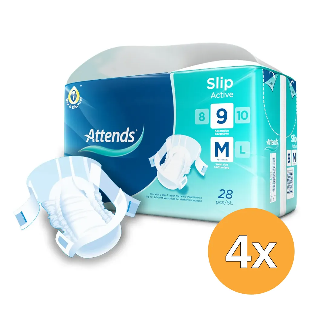 4x Attends Slip active 9 maat M (28 stuks)