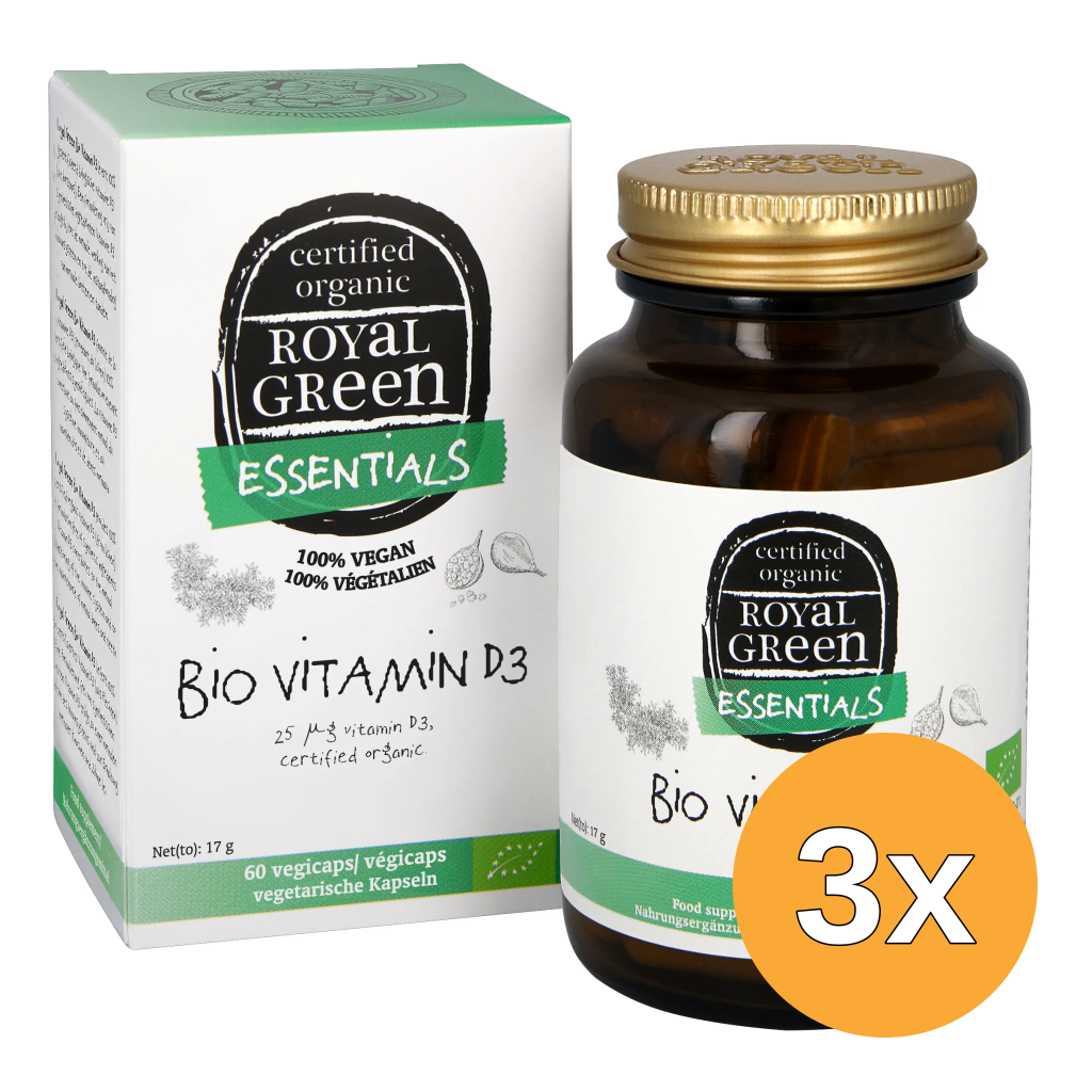 3x Royal Green Bio Vitamine D3 25mcg (60 vega capsules)