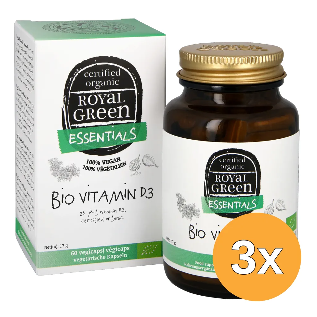 3x Royal Green Bio Vitamine D3 25mcg (60 vega capsules)