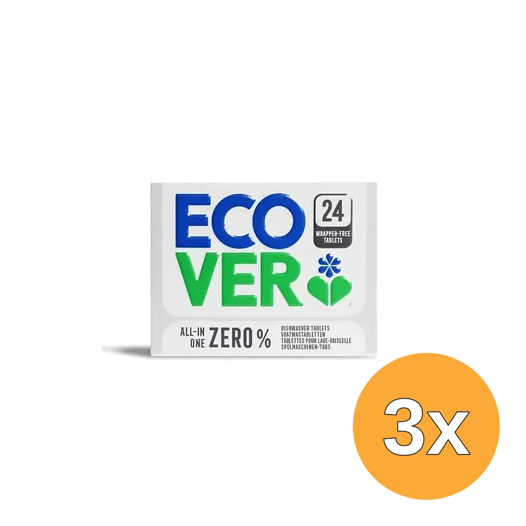 3x Ecover All-In-One Zero% Vaatwastabletten (24 tabletten)