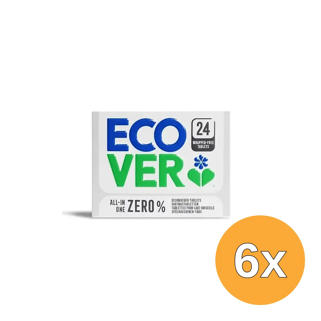 6x Ecover All-In-One Zero% Vaatwastabletten (24 tabletten)