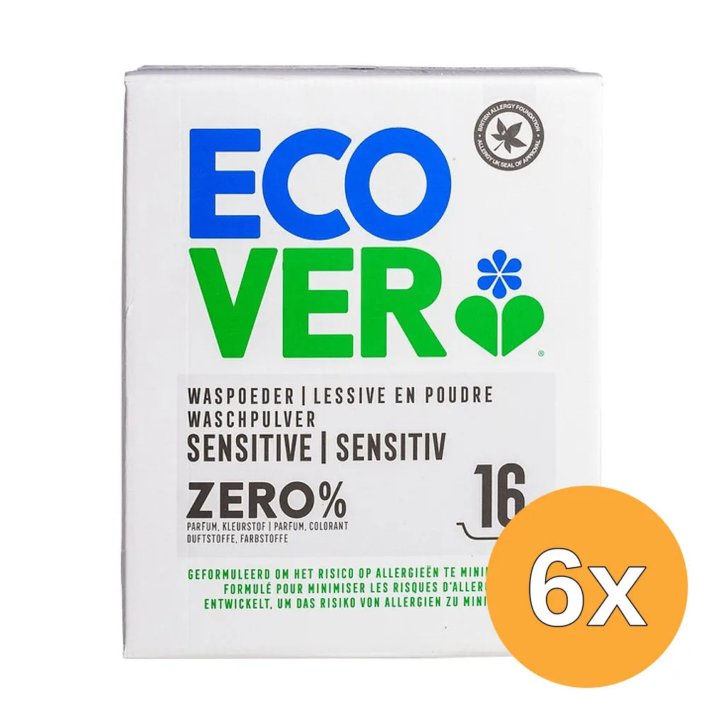 6x Ecover Waspoeder Zero Universal (1200 gr)