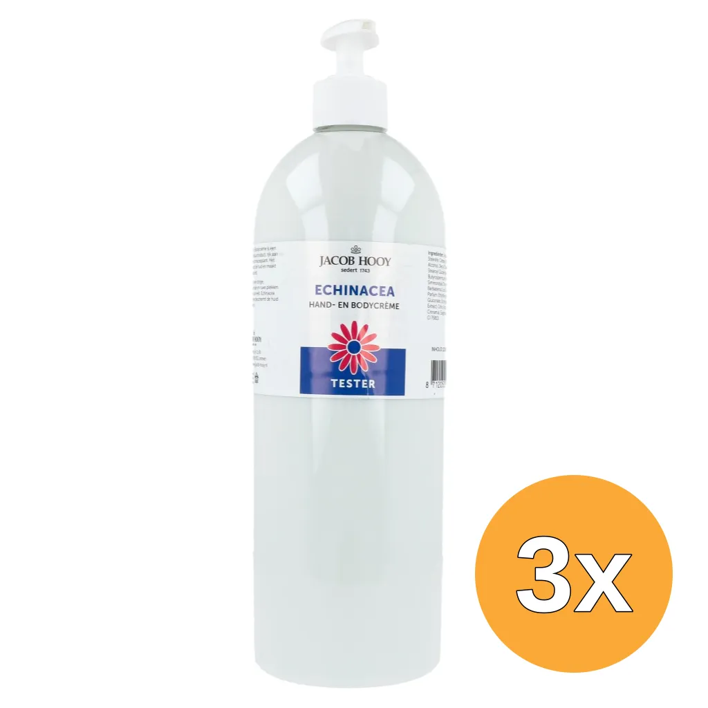 3x Jacob Hooy Echinacea Hand & Body Creme Tester (1000 ml)