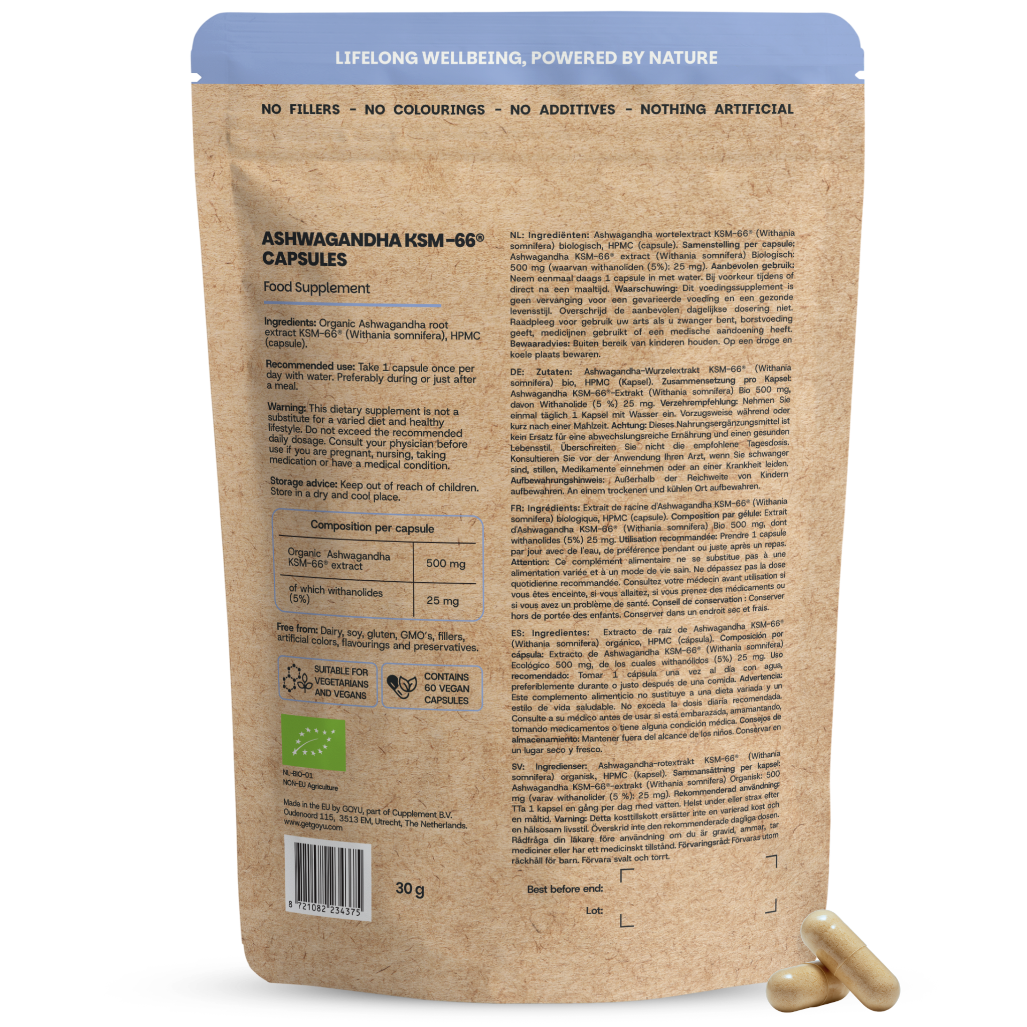 Goyu Ashwagandha Ksm-66 Capsules Biologisch (60 capsules)
