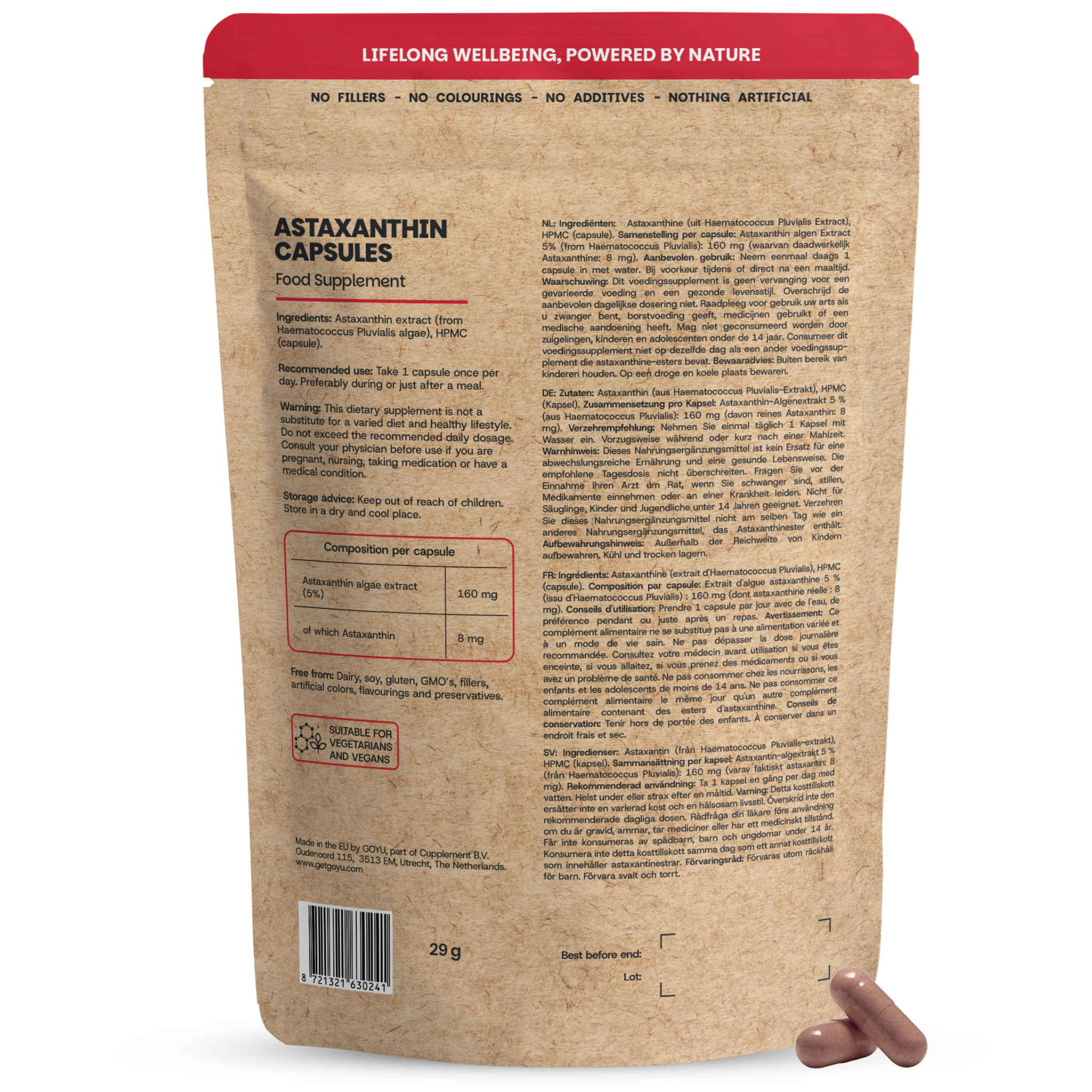 Goyu Astaxanthine Capsules – Uit Microalg (60 capsules)